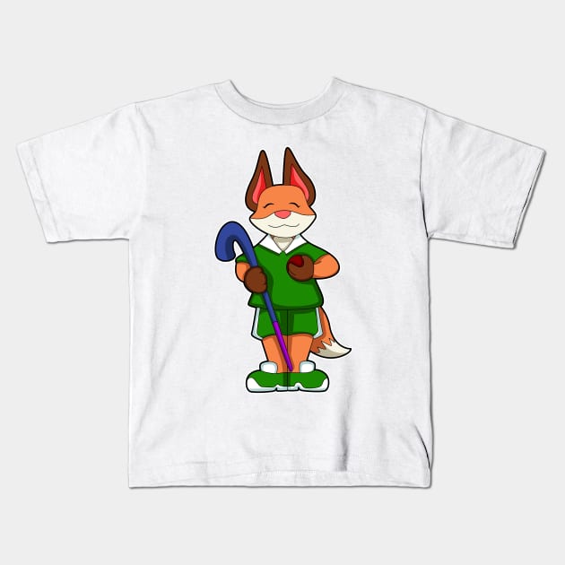 Fox at Hockey with Hockey stick Kids T-Shirt by Markus Schnabel